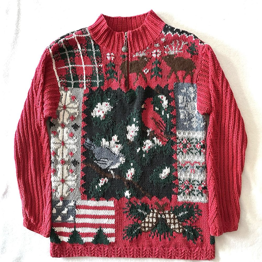 Eagle's Eye Women's M Medium Red Cardinal 1/4 Zip Heavy Knit Pullover Sweater